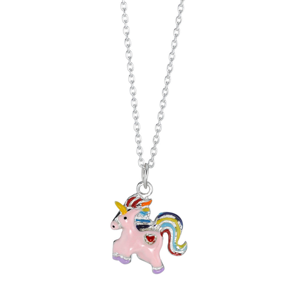 Necklace with pendant Silver Lacquered Unicorn 36-38 cm