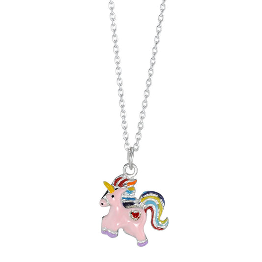 Chain necklace with pendant Silver Lacquered Unicorn 36-38 cm