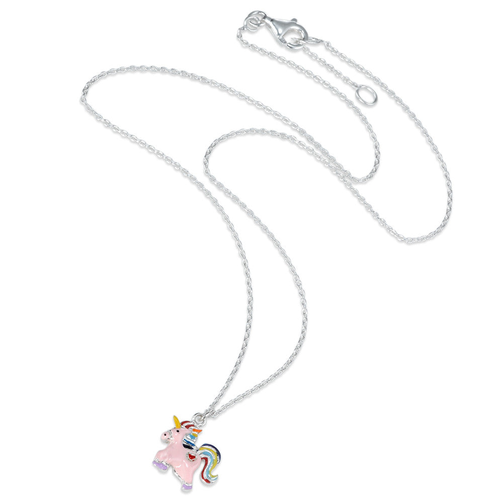 Necklace with pendant Silver Lacquered Unicorn 36-38 cm