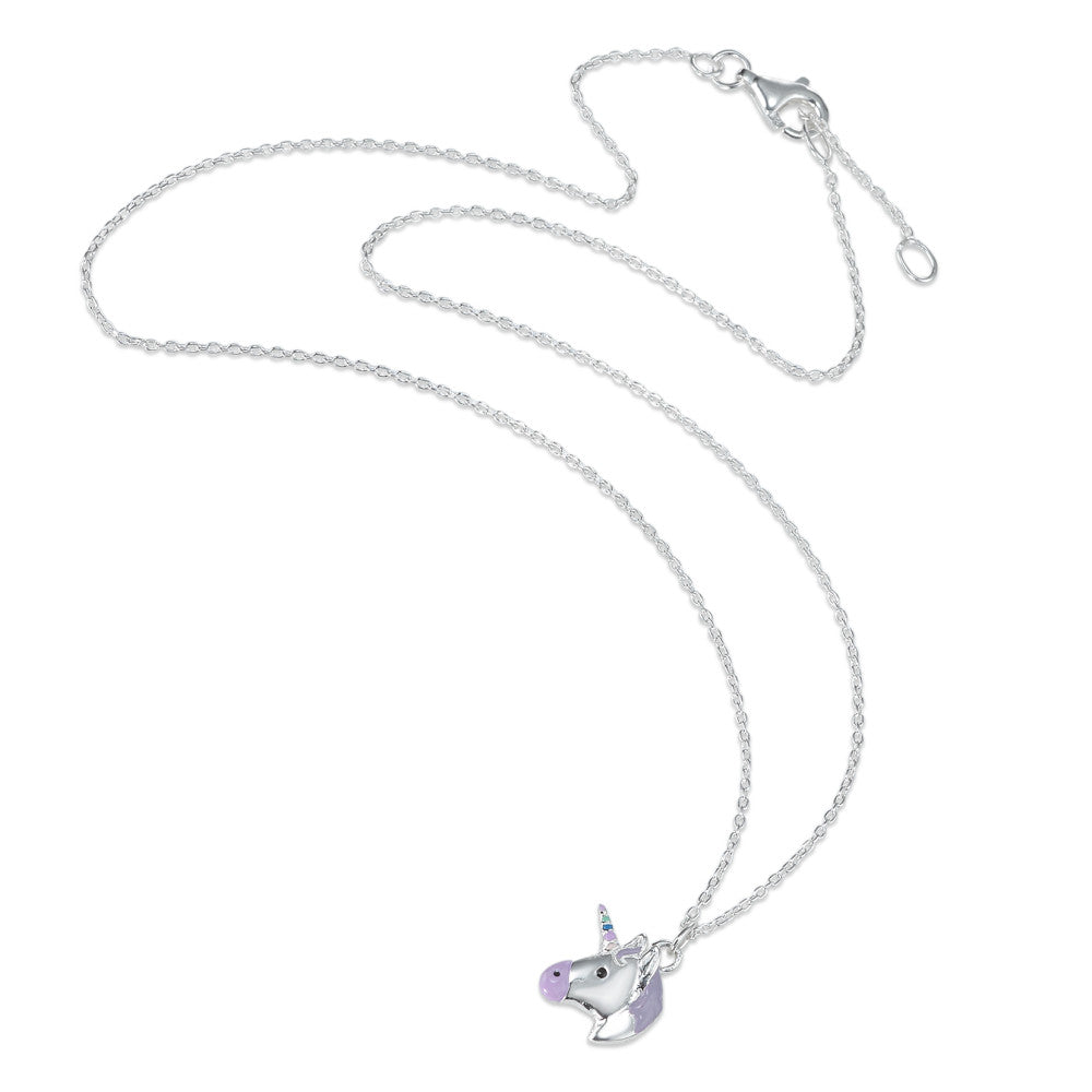 Necklace with pendant Silver Lacquered Unicorn 36-38 cm