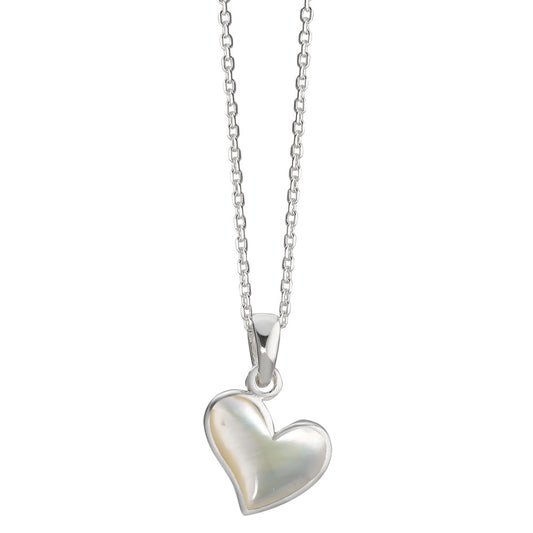 Necklace with pendant Silver Mother of pearl Heart 38-40 cm