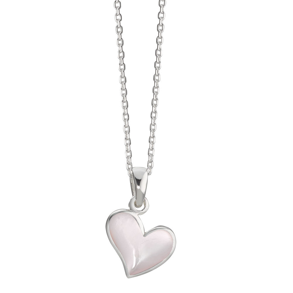 Necklace with pendant Silver Mother of pearl Heart 38-40 cm