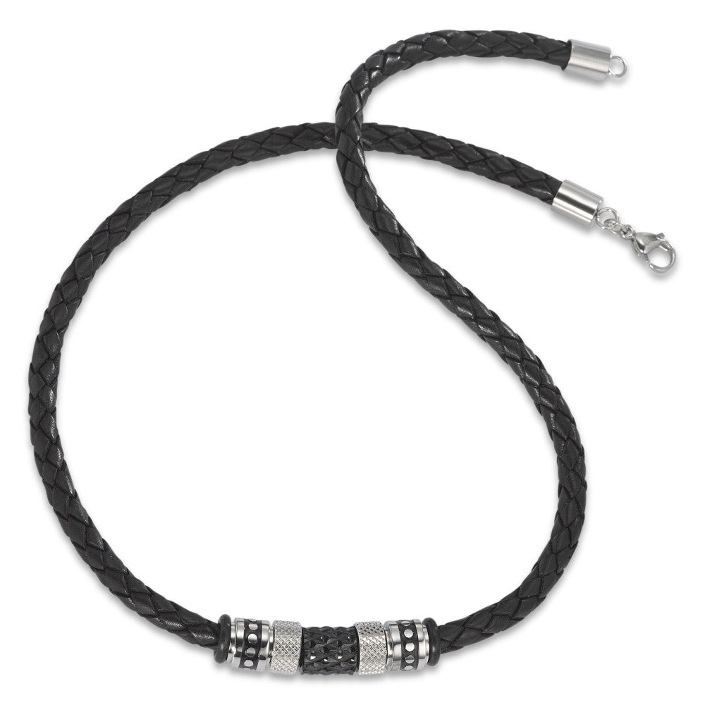 Necklace Leather, Stainless steel 45 cm Ø5 mm