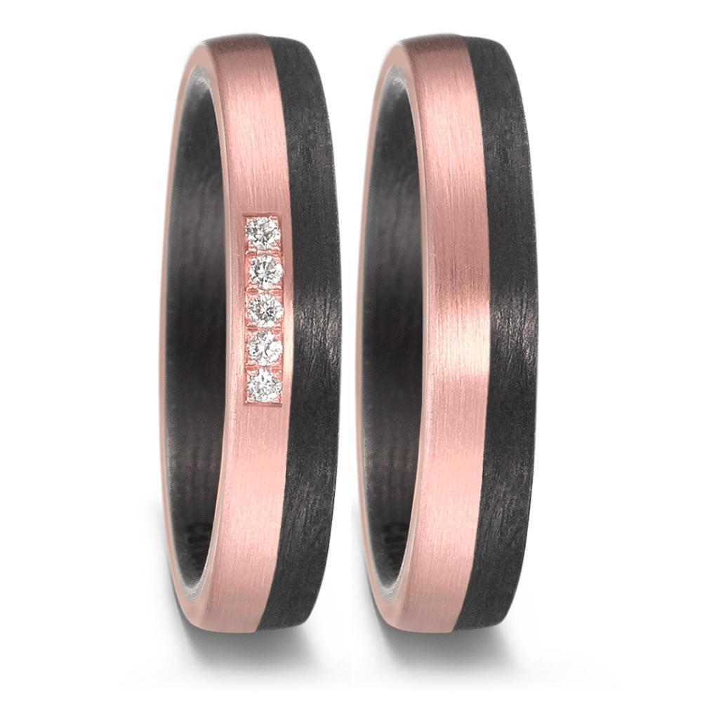 Wedding Ring 14k Rose Gold, Carbon