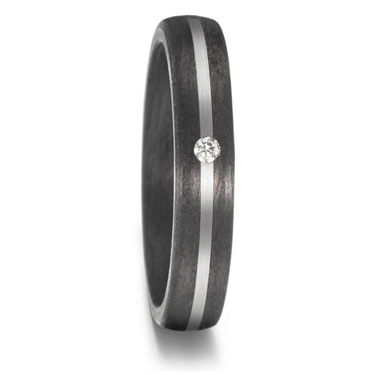 Wedding Ring Palladium 500 , Carbon Diamond 0.03 ct