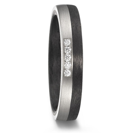 Wedding Ring Palladium 500 , Carbon Diamond 0.05 ct, 5 Stones