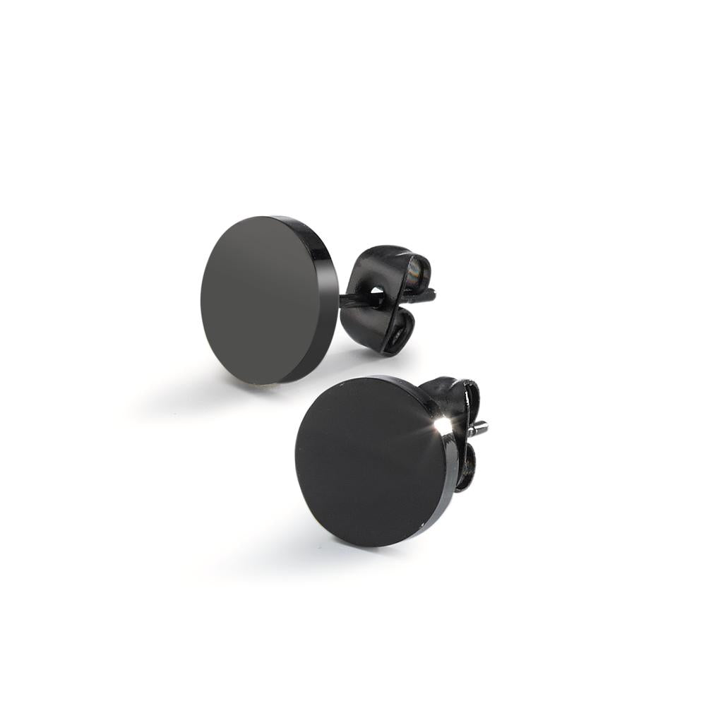 Stud earrings Stainless steel Black IP coated Ø7.5 mm