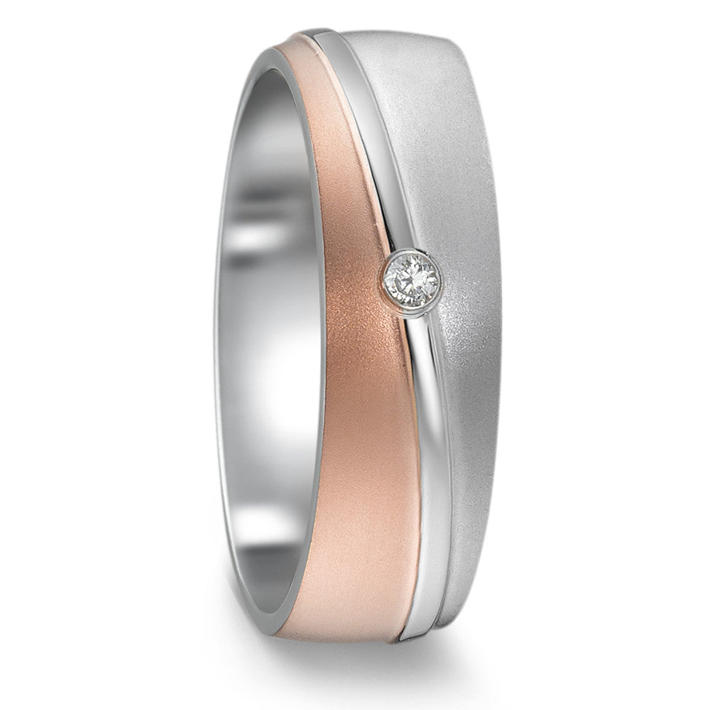 Wedding Ring Stainless steel Zirconia Rose IP coated