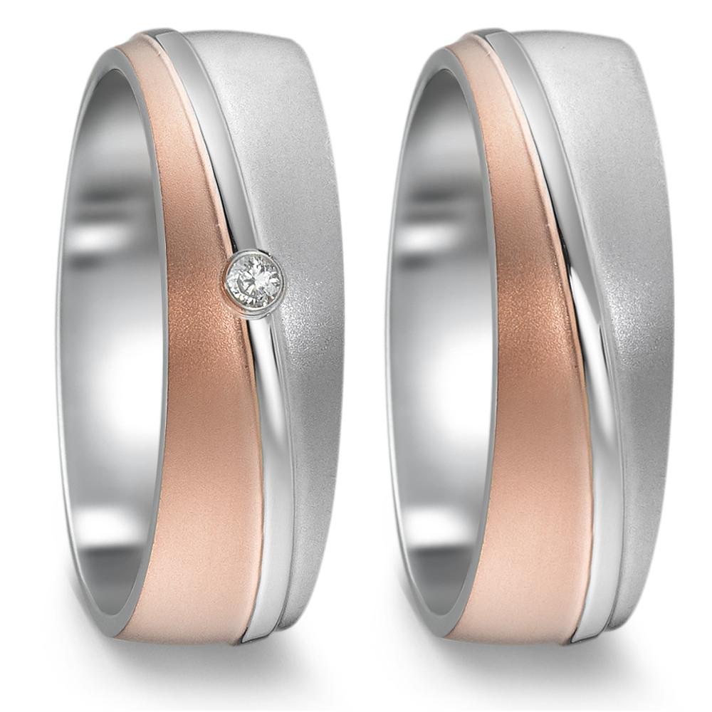 Wedding Ring Stainless steel Zirconia Rose IP coated