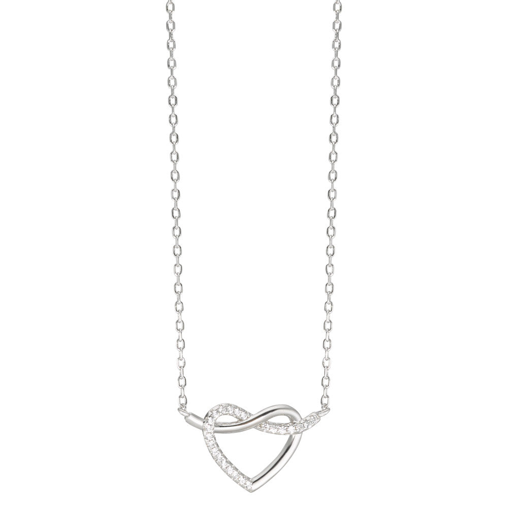 Necklace Silver Zirconia Rhodium plated Heart 40-45 cm Ø14 mm