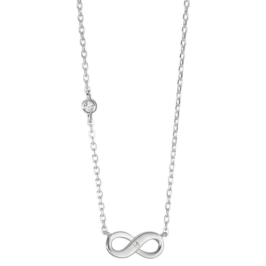 Necklace Silver Zirconia 2 Stones Rhodium plated Infinity 40-45 cm