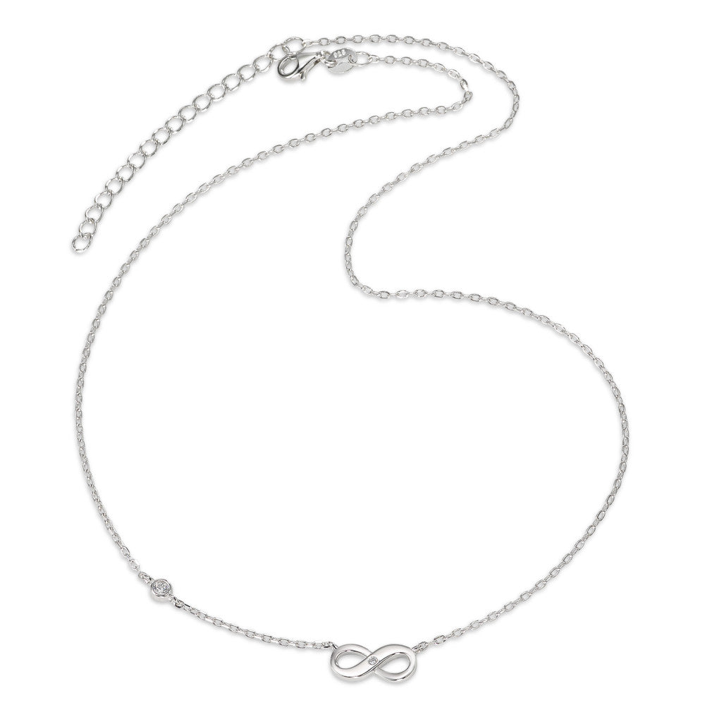 Necklace Silver Zirconia 2 Stones Rhodium plated Infinity 40-45 cm