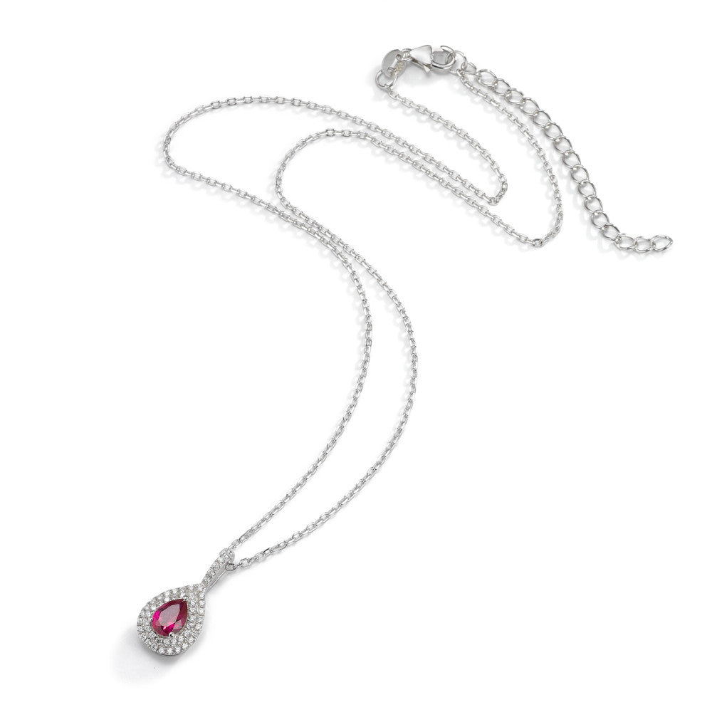 Necklace with pendant Silver Zirconia Pink Rhodium plated 40-45 cm