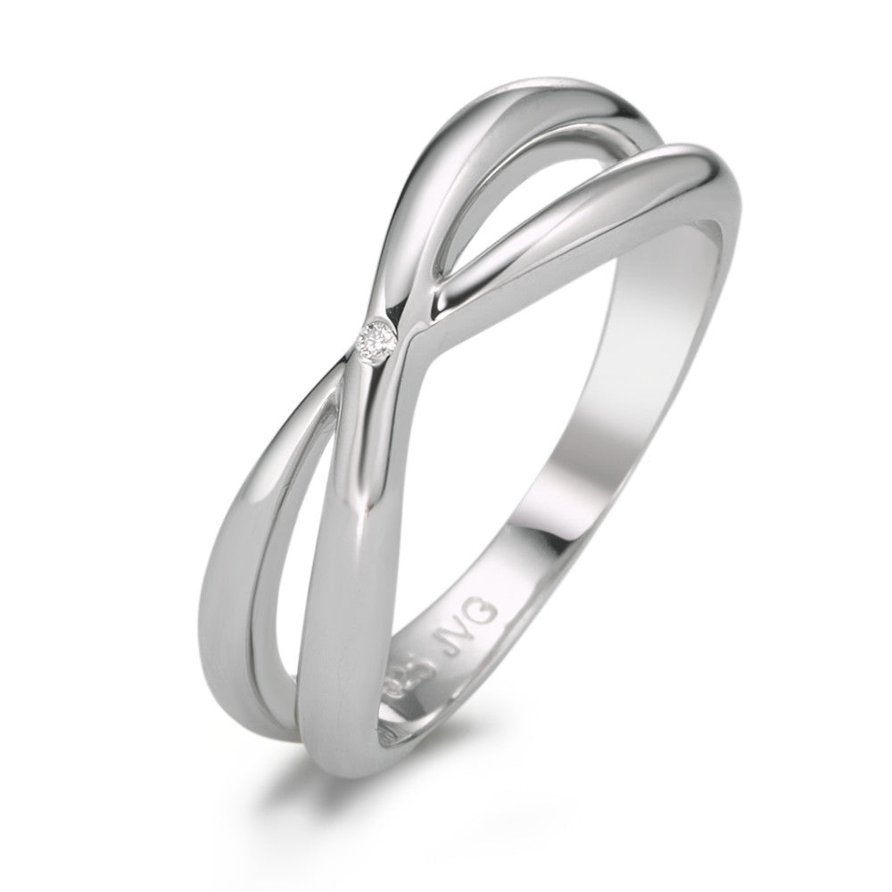 Ring Silver Diamond 0.006 ct, tc-si Rhodium plated Infinity