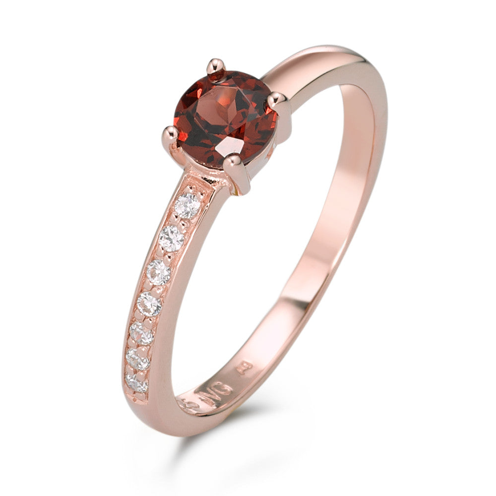 Ring Silver Garnet 8 Stones Rose Gold plated Ø5 mm