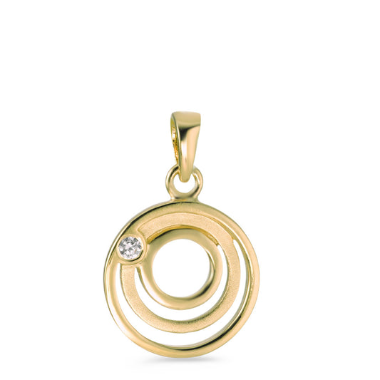 Pendant Silver Zirconia Yellow Gold plated Ø13 mm