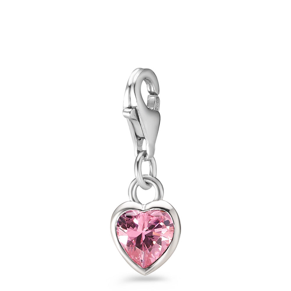 Charms Silver Zirconia Rose Rhodium plated Heart Ø7 mm