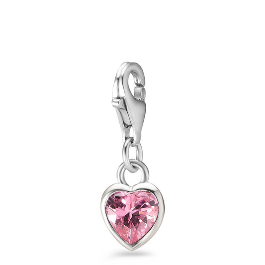 Charms Silver Zirconia Rose Rhodium plated Heart Ø7 mm