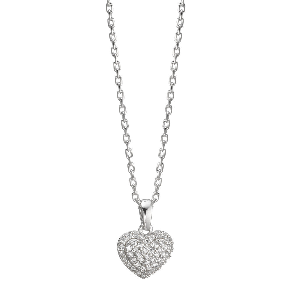 Necklace with pendant Silver Zirconia Rhodium plated Heart 38-40 cm