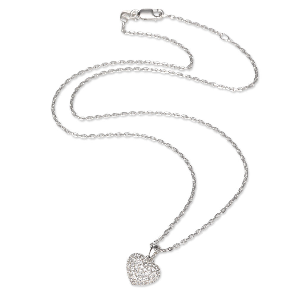 Necklace with pendant Silver Zirconia Rhodium plated Heart 38-40 cm