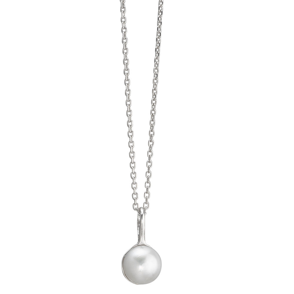 Necklace with pendant Silver Rhodium plated Freshwater pearl 40-42 cm