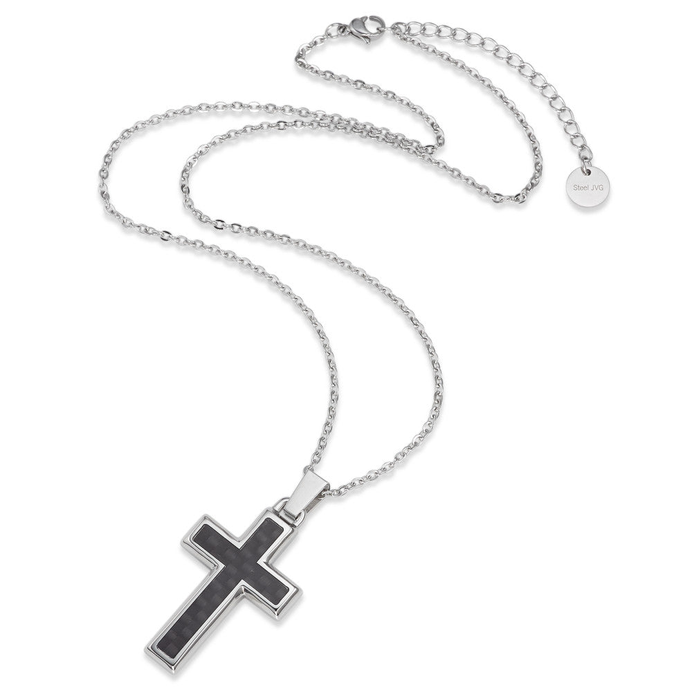 Necklace with pendant Stainless steel, Carbon Cross 45-50 cm