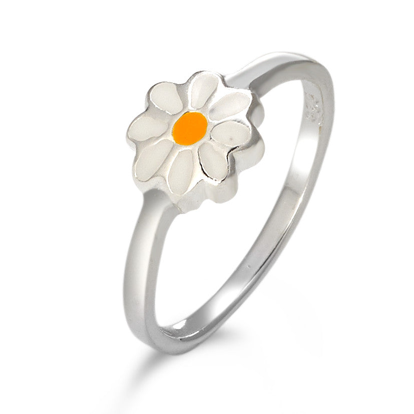 Ring Silver Lacquered Flower