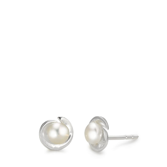 Stud earrings Silver Freshwater pearl Ø7 mm