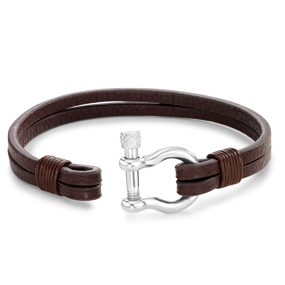 Bracelet Leather, Stainless steel 21 cm