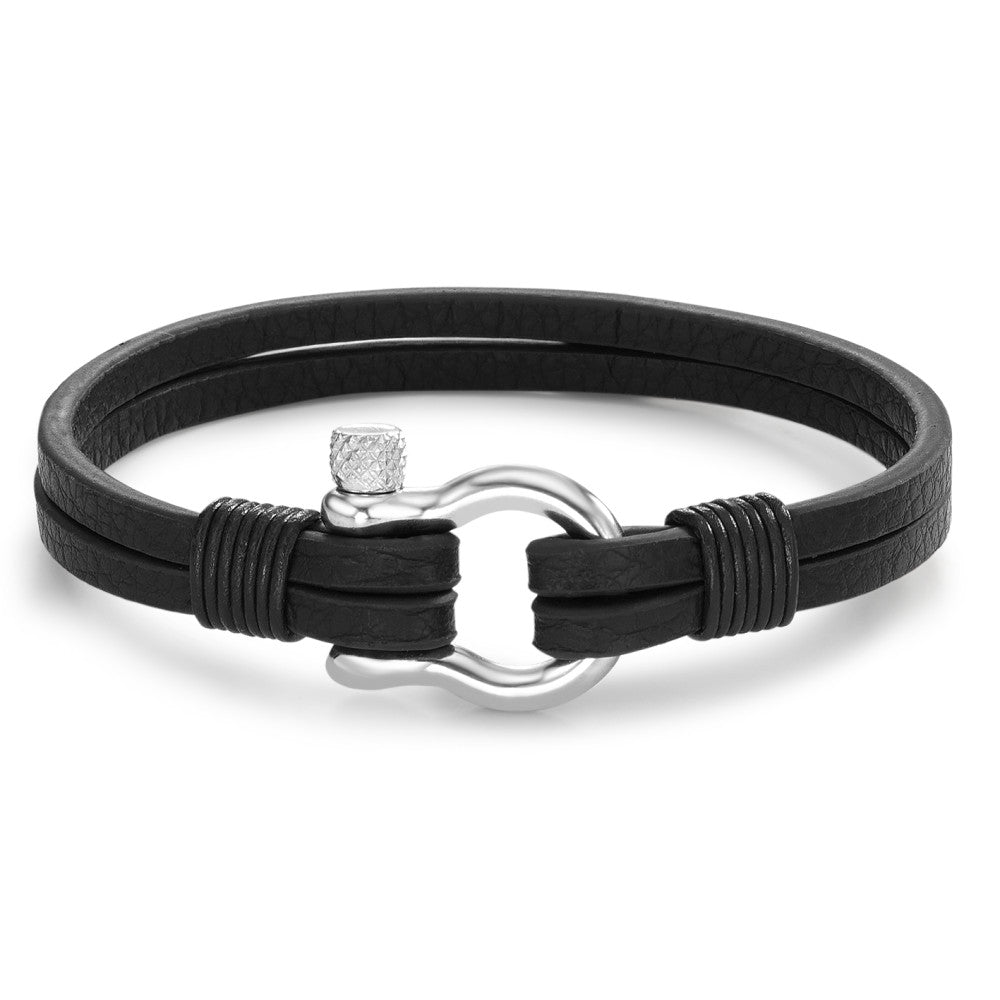 Bracelet Leather, Stainless steel 18.5 cm