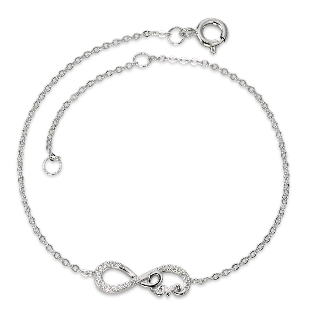 Bracelet Silver Zirconia Rhodium plated Infinity 17-20 cm