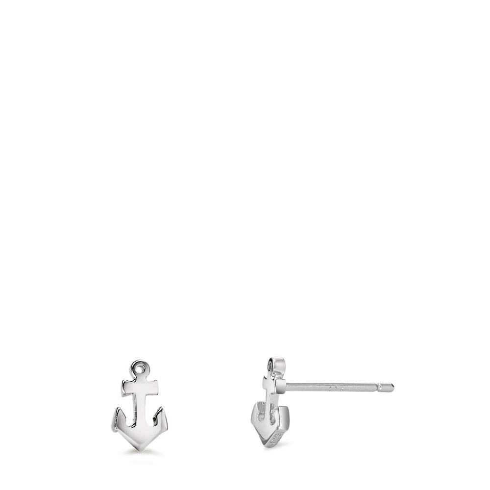 Stud earrings Silver Rhodium plated Anchor