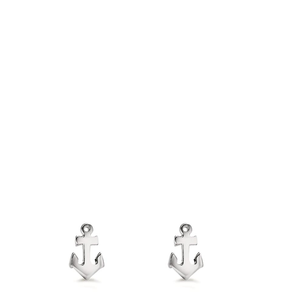 Stud earrings Silver Rhodium plated Anchor