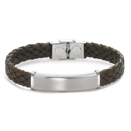 Engravable bracelet Leather, Stainless steel 21 cm