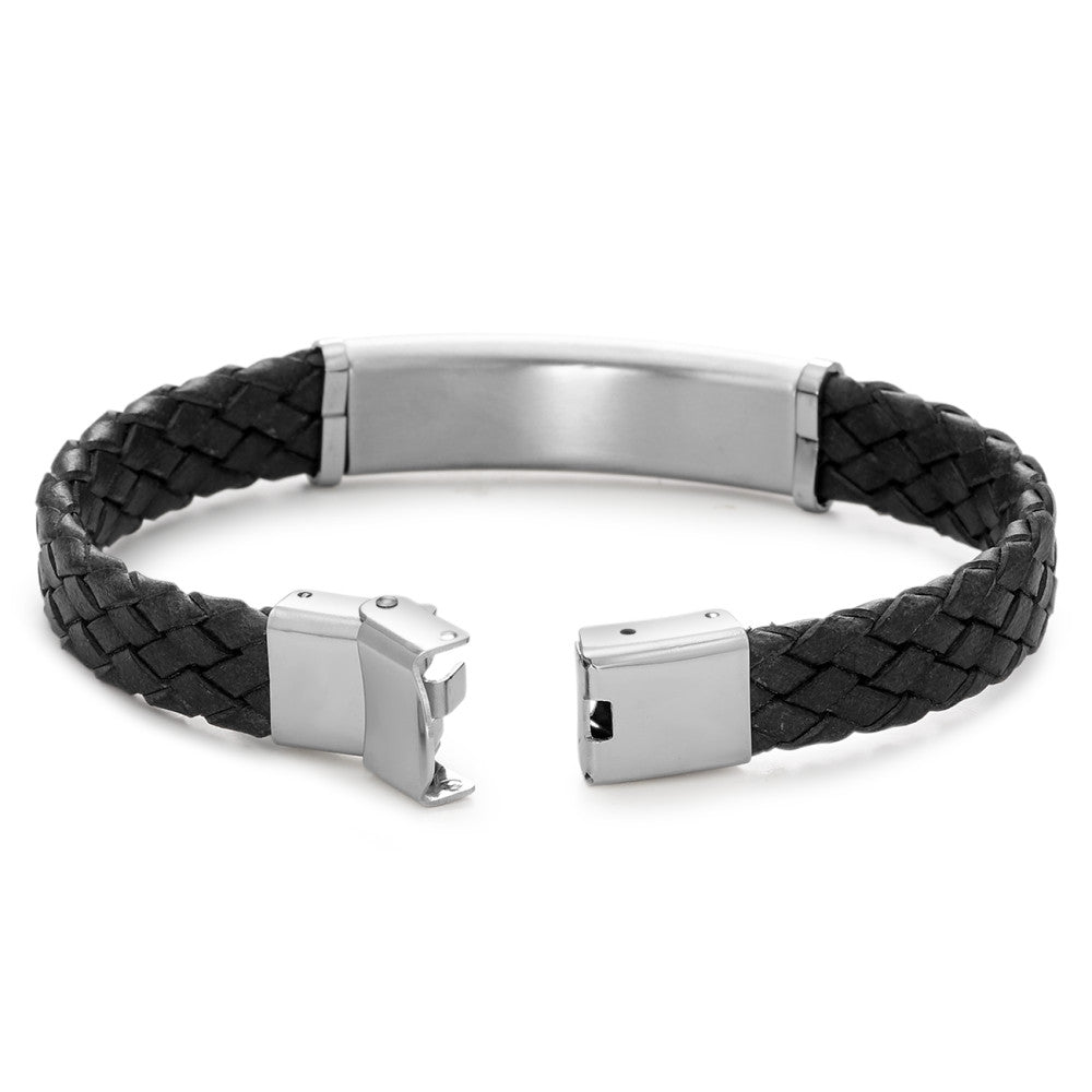 Engravable bracelet Leather, Stainless steel 21 cm