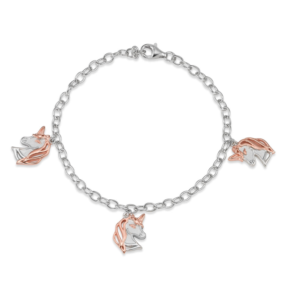 Bracelet Silver Rose Gold plated Unicorn 17.5 cm