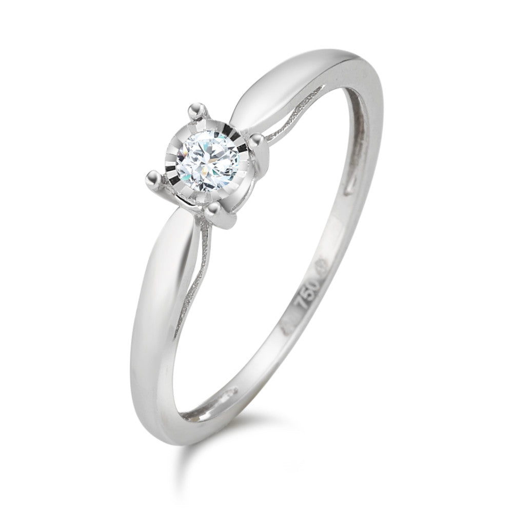 Solitaire ring 18k White Gold Diamond 0.08 ct, w-pi2