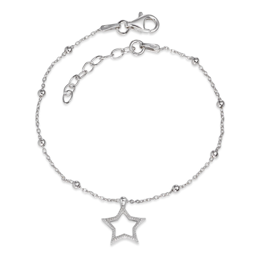 Bracelet Silver Rhodium plated Star 16.5-19 cm