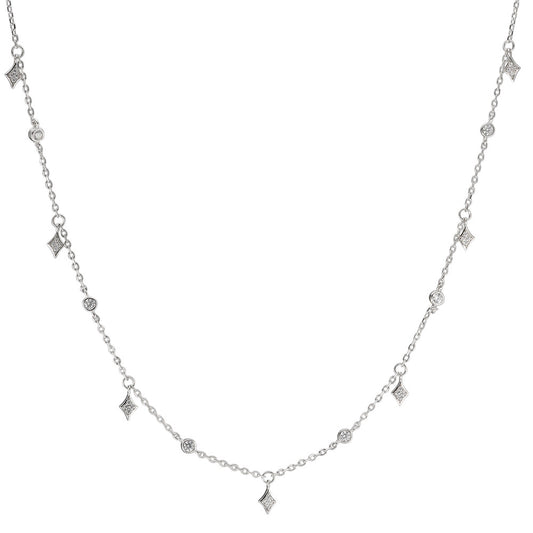 Necklace Silver Zirconia Rhodium plated 30-35 cm