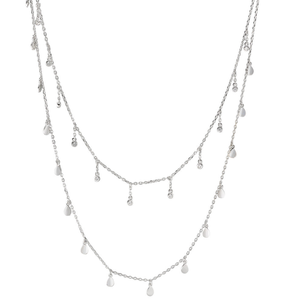 Necklace Silver Zirconia 12 Stones Rhodium plated 35-40 cm