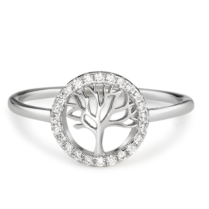 Ring Silver Zirconia Rhodium plated Tree Of Life Ø10 mm