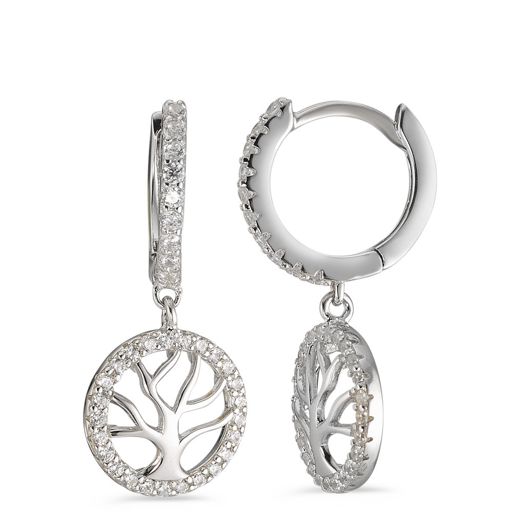 Hinged hoop Silver Zirconia Rhodium plated Tree Of Life Ø12 mm