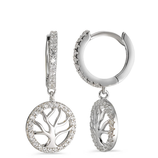 Hinged hoop Silver Zirconia Rhodium plated Tree Of Life Ø12 mm