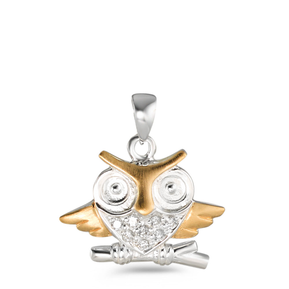 Pendant Silver Zirconia Yellow Bicolor Owl