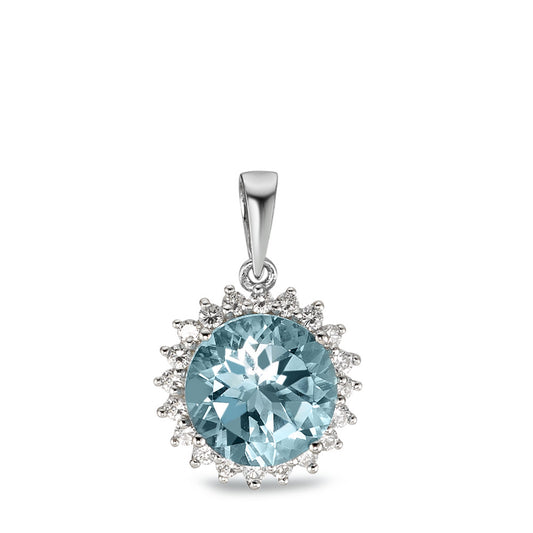 Pendant Silver Topaz Blue Rhodium plated Ø13.5 mm