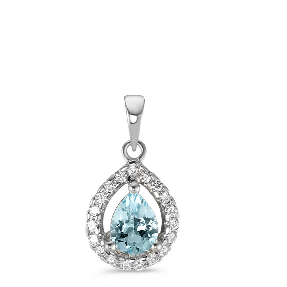 Pendant Silver Topaz Blue Rhodium plated