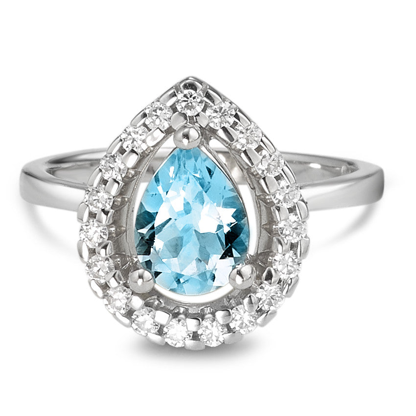 Ring Silver Topaz Blue Rhodium plated