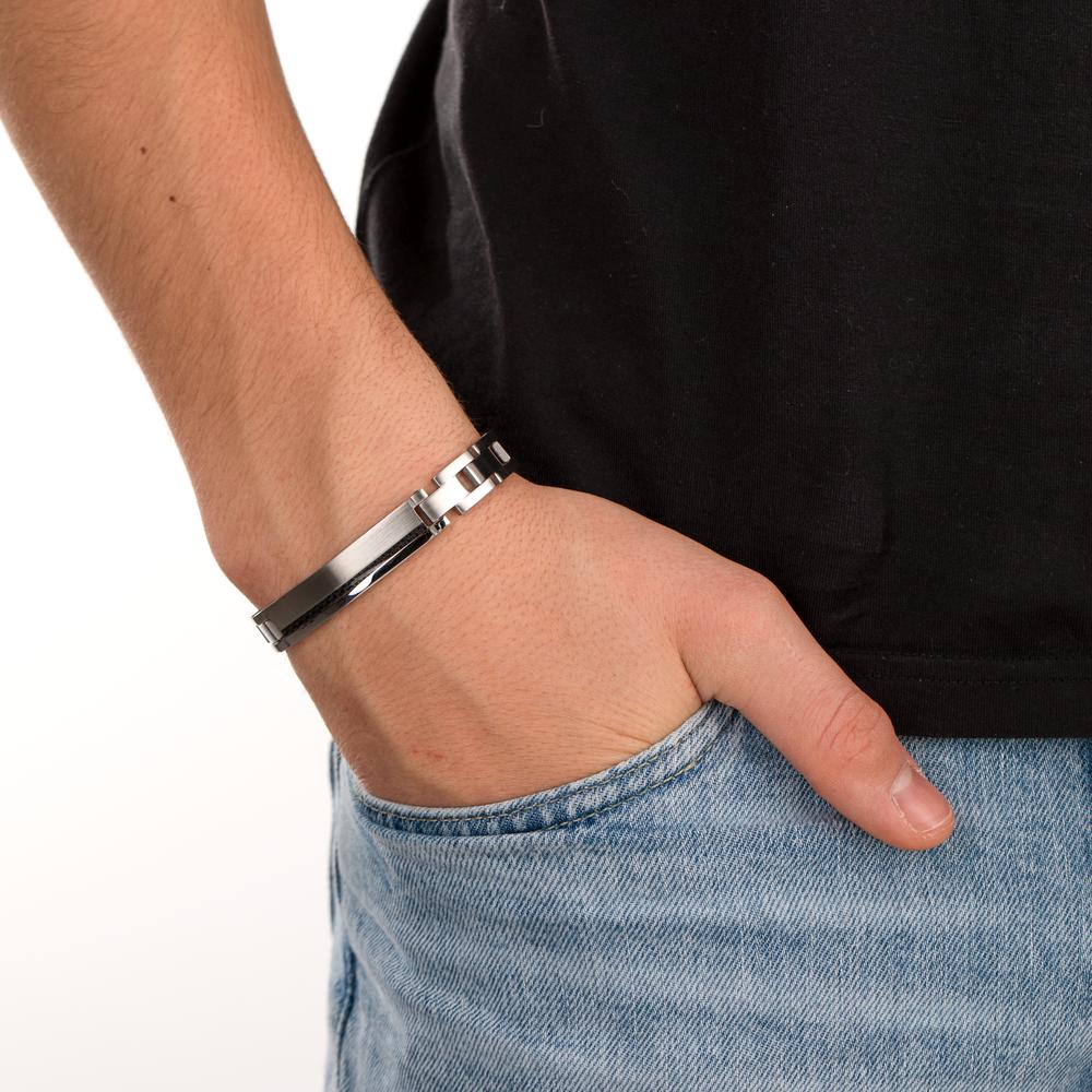 Engravable bracelet Stainless steel, Carbon 22 cm