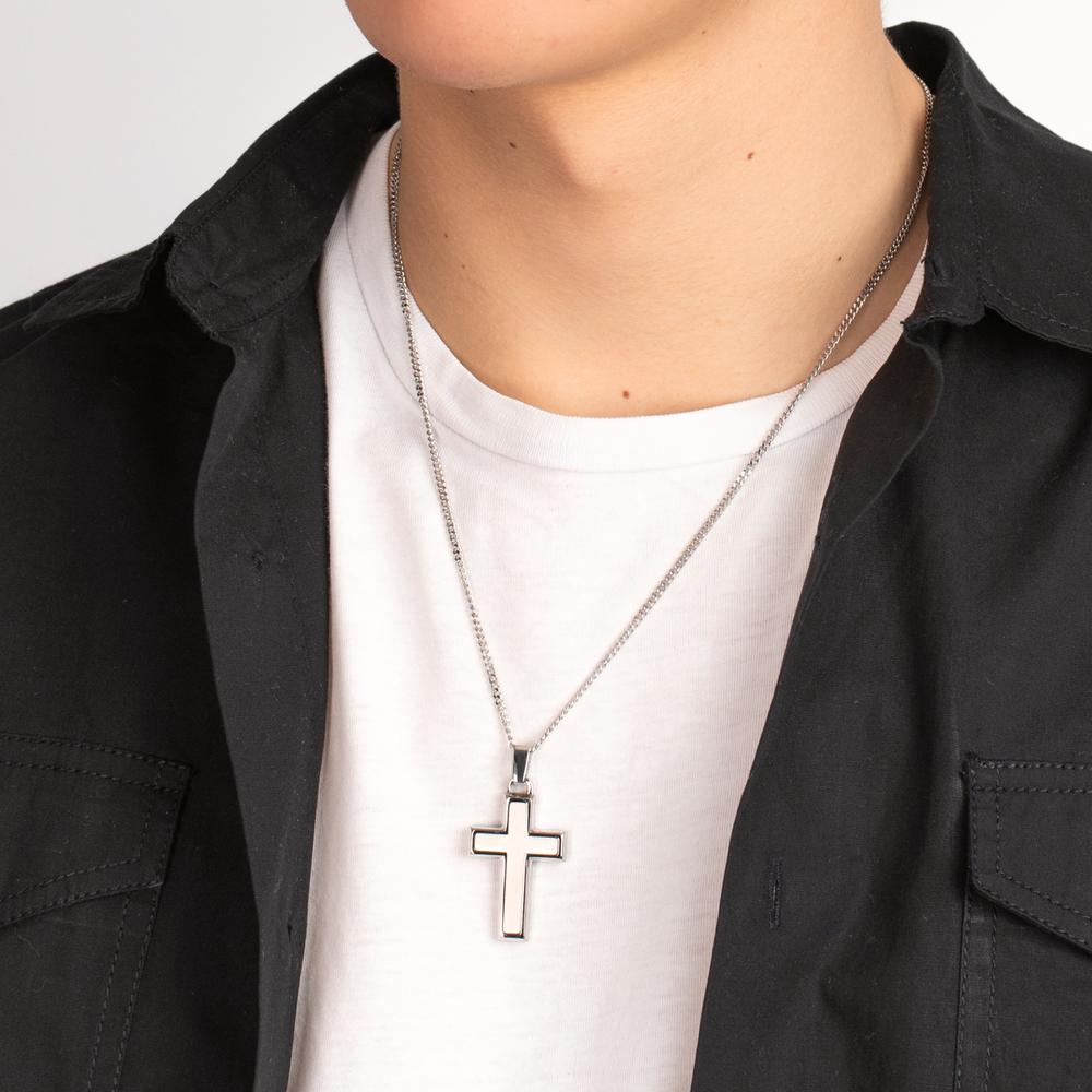 Necklace with pendant Stainless steel Cross 55 cm