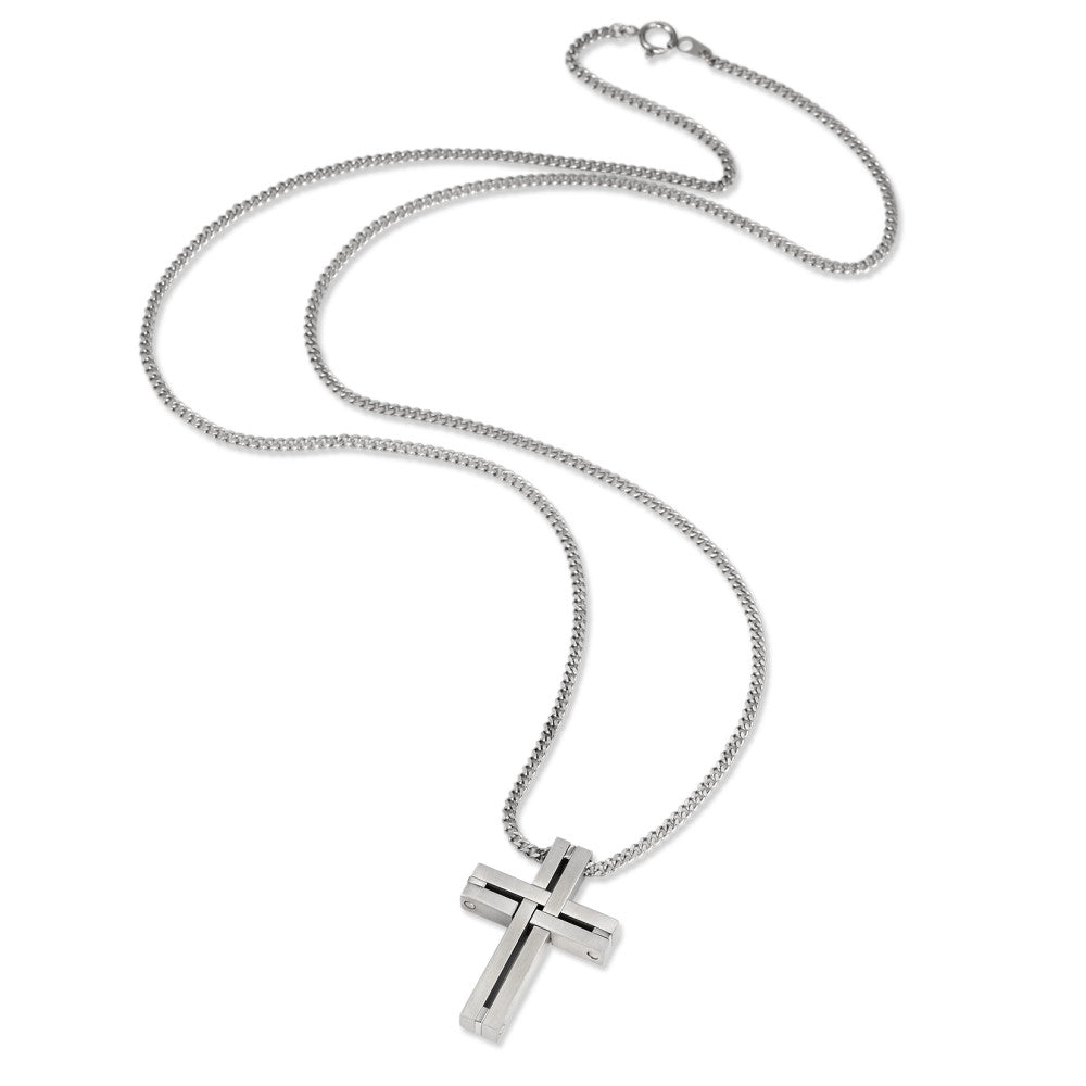 Necklace with pendant Stainless steel Cross 55 cm